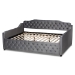 Baxton Studio Freda Transitional and Contemporary Grey Velvet Fabric Upholstered and Button Tufted Full Size Daybed - BSOFreda-Grey Velvet-Daybed-Full