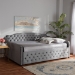 Baxton Studio Freda Transitional and Contemporary Grey Velvet Fabric Upholstered and Button Tufted Full Size Daybed - BSOFreda-Grey Velvet-Daybed-Full