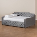 Baxton Studio Freda Transitional and Contemporary Grey Velvet Fabric Upholstered and Button Tufted Full Size Daybed - BSOFreda-Grey Velvet-Daybed-Full
