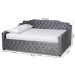 Baxton Studio Freda Transitional and Contemporary Grey Velvet Fabric Upholstered and Button Tufted Full Size Daybed - BSOFreda-Grey Velvet-Daybed-Full
