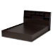 Baxton Studio Geoffrey Modern and Contemporary Dark Brown Finished Wood Queen Size Platform Storage Bed with Shelves - BSOSEBED13014026-Modi Wenge-Queen