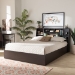 Baxton Studio Geoffrey Modern and Contemporary Dark Brown Finished Wood Queen Size Platform Storage Bed with Shelves - BSOSEBED13014026-Modi Wenge-Queen