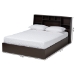 Baxton Studio Geoffrey Modern and Contemporary Dark Brown Finished Wood Queen Size Platform Storage Bed with Shelves - BSOSEBED13014026-Modi Wenge-Queen