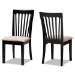 Baxton Studio Minette Modern and Contemporary Sand Fabric Upholstered Espresso Brown Finished 2-Piece Wood Dining Chair Set
