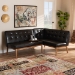 Baxton Studio Arvid Mid-Century Modern Dark Brown Faux Leather Upholstered 2-Piece Wood Dining Nook Banquette Set - BSOBBT8051-Dark Brown/Walnut-2PC SF Bench
