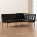 Baxton Studio Arvid Mid-Century Modern Dark Brown Faux Leather Upholstered 2-Piece Wood Dining Nook Banquette Set - BSOBBT8051-Dark Brown/Walnut-2PC SF Bench