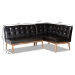 Baxton Studio Arvid Mid-Century Modern Dark Brown Faux Leather Upholstered 2-Piece Wood Dining Nook Banquette Set - BSOBBT8051-Dark Brown/Walnut-2PC SF Bench