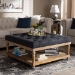 Baxton Studio Kelly Modern and Rustic Charcoal Linen Fabric Upholstered and Greywashed Wood Cocktail Ottoman - BSOJY-0001-Charcoal/Greywashed-Otto