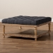 Baxton Studio Kelly Modern and Rustic Charcoal Linen Fabric Upholstered and Greywashed Wood Cocktail Ottoman - BSOJY-0001-Charcoal/Greywashed-Otto