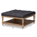 Baxton Studio Kelly Modern and Rustic Charcoal Linen Fabric Upholstered and Greywashed Wood Cocktail Ottoman - BSOJY-0001-Charcoal/Greywashed-Otto
