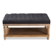 Baxton Studio Lindsey Modern and Rustic Charcoal Linen Fabric Upholstered and Greywashed Wood Cocktail Ottoman - BSOJY-0002-Charcoal/Greywashed-Otto