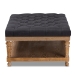 Baxton Studio Lindsey Modern and Rustic Charcoal Linen Fabric Upholstered and Greywashed Wood Cocktail Ottoman - BSOJY-0002-Charcoal/Greywashed-Otto