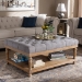 Baxton Studio Lindsey Modern and Rustic Grey Linen Fabric Upholstered and Greywashed Wood Cocktail Ottoman - BSOJY-0002-Grey/Greywashed-Otto