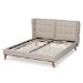 Baxton Studio Gretchen Modern and Contemporary Light Beige Fabric Upholstered and Walnut Brown Finished Wood Queen Size Platform Wingback Bed - BSOBBT6917-Light Beige/Walnut-Queen