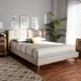 Baxton Studio Gretchen Modern and Contemporary Light Beige Fabric Upholstered and Walnut Brown Finished Wood Queen Size Platform Wingback Bed - BSOBBT6917-Light Beige/Walnut-Queen