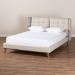 Baxton Studio Gretchen Modern and Contemporary Light Beige Fabric Upholstered and Walnut Brown Finished Wood Queen Size Platform Wingback Bed - BSOBBT6917-Light Beige/Walnut-Queen
