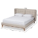 Baxton Studio Gretchen Modern and Contemporary Light Beige Fabric Upholstered and Walnut Brown Finished Wood Queen Size Platform Wingback Bed - BSOBBT6917-Light Beige/Walnut-Queen