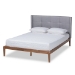Baxton Studio Edmond Modern and Contemporary Grey Fabric Upholstered and Ash Walnut Brown Finished Wood Full Size Platform Bed