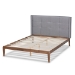 Baxton Studio Edmond Modern and Contemporary Grey Fabric Upholstered and Ash Walnut Brown Finished Wood Full Size Platform Bed - BSOMG0019-Grey/Ash Walnut-Full