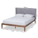 Baxton Studio Edmond Modern and Contemporary Grey Fabric Upholstered and Ash Walnut Brown Finished Wood Full Size Platform Bed - BSOMG0019-Grey/Ash Walnut-Full