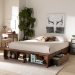 Baxton Studio Arthur Modern Rustic Ash Walnut Brown Finished Wood Full Size Platform Bed with Built-In Shelves - BSOMG6001-1S-Ash Walnut-4DW-Full