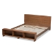 Baxton Studio Regina Modern Rustic Ash Walnut Brown Finished Wood Full Size Platform Storage Bed with Built-In Shelves - BSOMG0017-Ash Walnut-Full