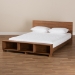 Baxton Studio Regina Modern Rustic Ash Walnut Brown Finished Wood Full Size Platform Storage Bed with Built-In Shelves - BSOMG0017-Ash Walnut-Full