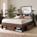 Baxton Studio Tristan Modern and Contemporary Walnut Brown Finished Wood 1-Drawer Queen Size Platform Storage Bed with Shelves - BSOSEBED13017026-Columbia-Queen