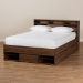 Baxton Studio Tristan Modern and Contemporary Walnut Brown Finished Wood 1-Drawer Queen Size Platform Storage Bed with Shelves - BSOSEBED13017026-Columbia-Queen