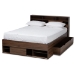 Baxton Studio Tristan Modern and Contemporary Walnut Brown Finished Wood 1-Drawer Queen Size Platform Storage Bed with Shelves - BSOSEBED13017026-Columbia-Queen
