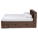 Baxton Studio Tristan Modern and Contemporary Walnut Brown Finished Wood 1-Drawer Queen Size Platform Storage Bed with Shelves - BSOSEBED13017026-Columbia-Queen