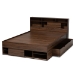 Baxton Studio Tristan Modern and Contemporary Walnut Brown Finished Wood 1-Drawer Queen Size Platform Storage Bed with Shelves - BSOSEBED13017026-Columbia-Queen