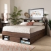 Baxton Studio Tristan Modern and Contemporary Walnut Brown Finished Wood 1-Drawer Queen Size Platform Storage Bed with Shelves - BSOSEBED13017026-Columbia-Queen