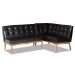 Baxton Studio Arvid Mid-Century Modern Dark Brown Faux Leather Upholstered 4-Piece Wood Dining Nook Set - BSOBBT8051-Dark Brown/Walnut-4PC Dining Nook Set