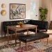 Baxton Studio Arvid Mid-Century Modern Dark Brown Faux Leather Upholstered 4-Piece Wood Dining Nook Set - BSOBBT8051-Dark Brown/Walnut-4PC Dining Nook Set