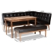 Baxton Studio Arvid Mid-Century Modern Dark Brown Faux Leather Upholstered 4-Piece Wood Dining Nook Set - BSOBBT8051-Dark Brown/Walnut-4PC Dining Nook Set