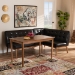 Baxton Studio Arvid Mid-Century Modern Dark Brown Faux Leather Upholstered 3-Piece Wood Dining Nook Set - BSOBBT8051-Dark Brown/Walnut-3PC Dining Nook Set