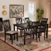 Baxton Studio Minette Modern and Contemporary Sand Fabric Upholstered Espresso Brown Finished Wood 7-Piece Dining Set - BSORH319C-Sand/Dark Brown-7PC Dining Set