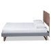 Baxton Studio Allegra Mid-Century Modern Dark Grey Fabric Upholstered and Ash Walnut Brown Finished Wood Queen Size Platform Bed - BSOAllegra-Dark Grey/Ash Walnut-Queen