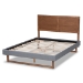 Baxton Studio Allegra Mid-Century Modern Dark Grey Fabric Upholstered and Ash Walnut Brown Finished Wood Queen Size Platform Bed - BSOAllegra-Dark Grey/Ash Walnut-Queen