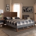 Baxton Studio Allegra Mid-Century Modern Dark Grey Fabric Upholstered and Ash Walnut Brown Finished Wood Queen Size Platform Bed - BSOAllegra-Dark Grey/Ash Walnut-Queen