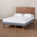 Baxton Studio Allegra Mid-Century Modern Dark Grey Fabric Upholstered and Ash Walnut Brown Finished Wood Queen Size Platform Bed - BSOAllegra-Dark Grey/Ash Walnut-Queen