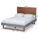 Baxton Studio Allegra Mid-Century Modern Dark Grey Fabric Upholstered and Ash Walnut Brown Finished Wood Queen Size Platform Bed - BSOAllegra-Dark Grey/Ash Walnut-Queen
