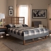 Baxton Studio Rina Modern and Contemporary Dark Grey Fabric Upholstered and Ash Walnut Brown Finished Wood Full Size Platform Bed - BSORina-Dark Grey/Ash Walnut-Full