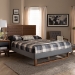 Baxton Studio Gabriela Rustic Modern Dark Grey Fabric Upholstered and Ash Walnut Brown Finished Wood Full Size Platform Bed - BSOGabriela-Dark Grey/Ash Walnut-Full
