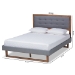 Baxton Studio Emele Modern Transitional Dark Grey Fabric Upholstered and Ash Walnut Brown Finished Wood Queen Size Platform Bed - BSOEmele-Dark Grey/Ash Walnut-Queen