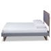 Baxton Studio Emele Modern Transitional Dark Grey Fabric Upholstered and Ash Walnut Brown Finished Wood Queen Size Platform Bed - BSOEmele-Dark Grey/Ash Walnut-Queen