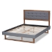 Baxton Studio Emele Modern Transitional Dark Grey Fabric Upholstered and Ash Walnut Brown Finished Wood Queen Size Platform Bed - BSOEmele-Dark Grey/Ash Walnut-Queen