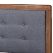 Baxton Studio Emele Modern Transitional Dark Grey Fabric Upholstered and Ash Walnut Brown Finished Wood Queen Size Platform Bed - BSOEmele-Dark Grey/Ash Walnut-Queen