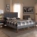 Baxton Studio Emele Modern Transitional Dark Grey Fabric Upholstered and Ash Walnut Brown Finished Wood Queen Size Platform Bed - BSOEmele-Dark Grey/Ash Walnut-Queen